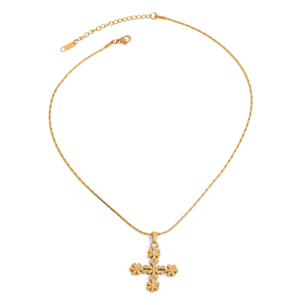 1 Piece Classic Series Vintage Exquisite Cross Stainless Steel Waterproof Gold Color Women's Pendant Necklaces h5 Picture9