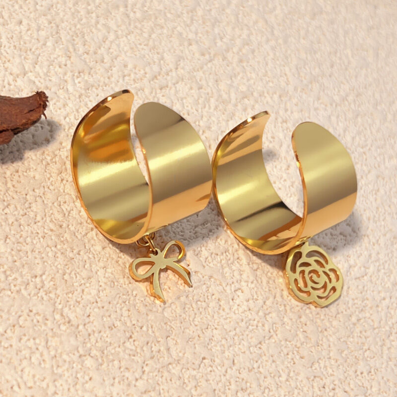 Anillo ajustable para mujer, de acero inoxidable, resistente al agua, color dorado, con nudo de lazo, serie simple, 1 unidad