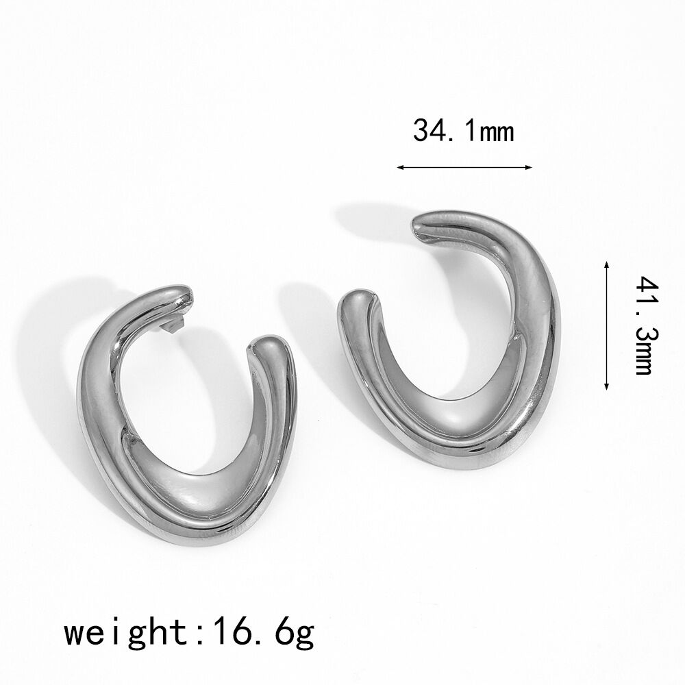 1 Pair Minimalist Style Irregular U Shape Stainless Steel Waterproof Gold Color Women's Stud Earrings Picture6