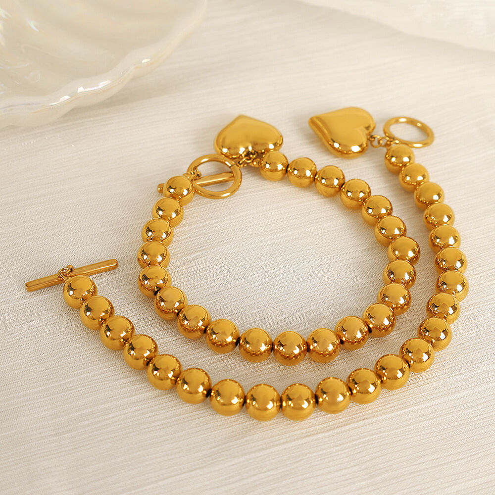 1 Stück Simple Series Simple Heart Edelstahl 18 Karat vergoldet Damen Charm Armbänder 2