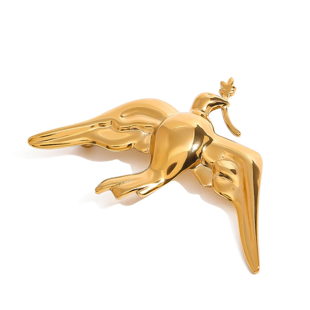 1 paio di spille da donna in acciaio inossidabile placcato oro 18K con animali naturali della serie classica h5Immagine8