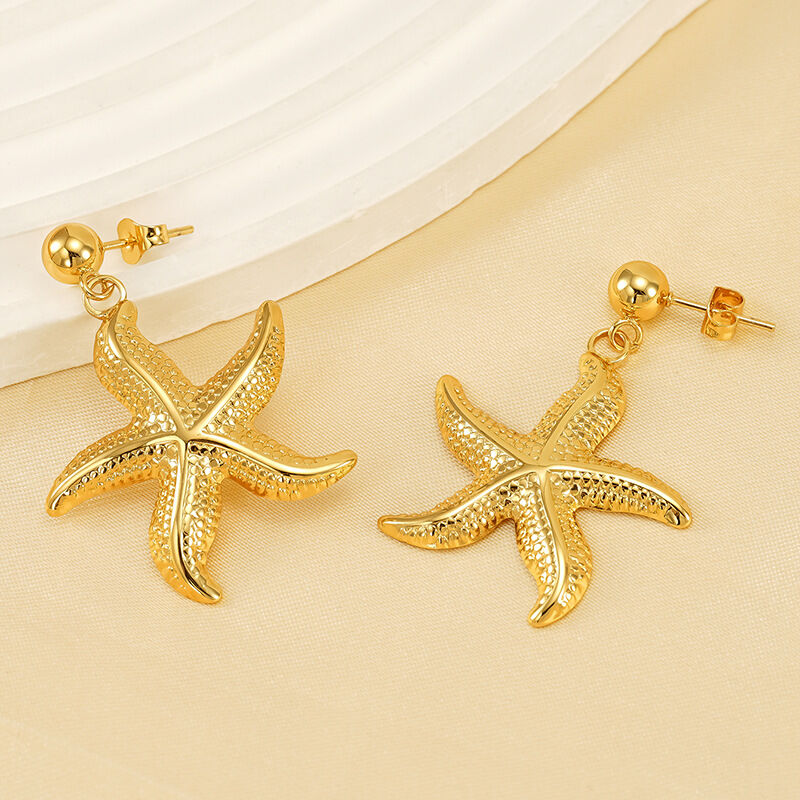 1 pair classic turtle stainless steel  gold plated women drop earrings 2