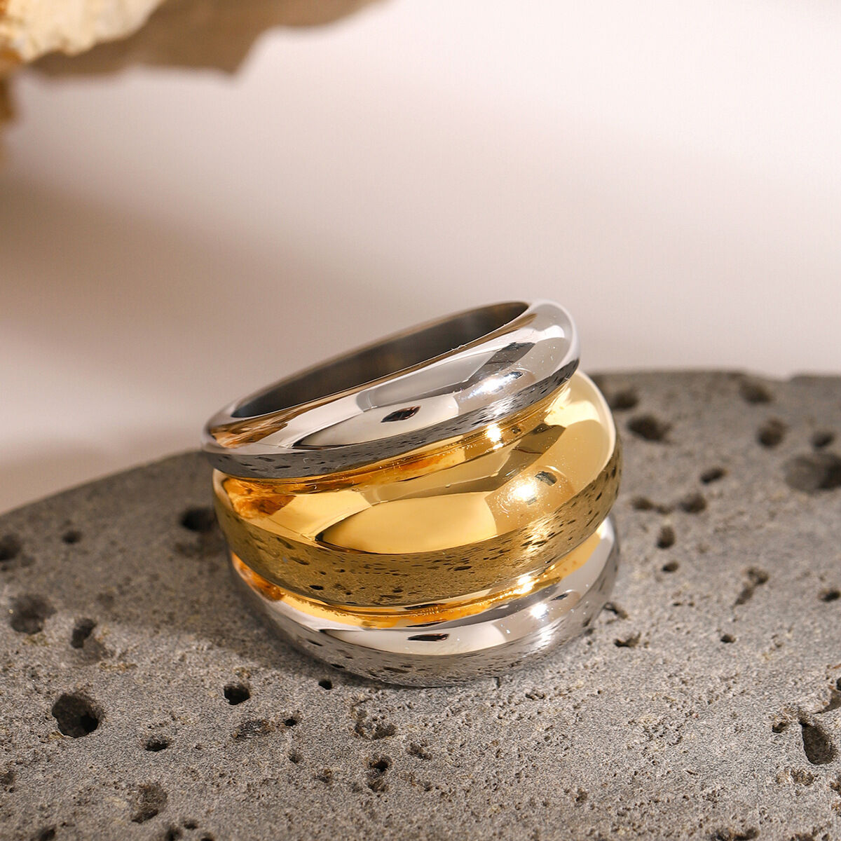 1 Piece Simple Geometric Stainless Steel Waterproof Gold Plated Women's Single Ring h5 Picture4