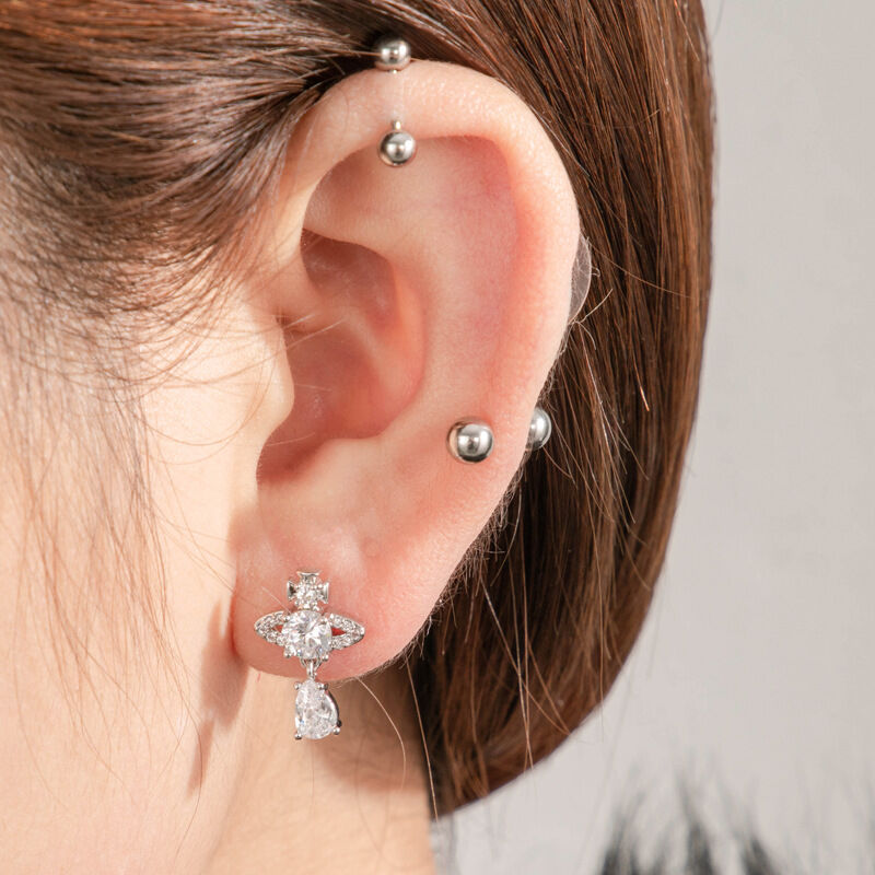 1 Piece Simple Series Simple Droplet Titanium Steel No Plating Material Zircon Women's Stud Earrings 2