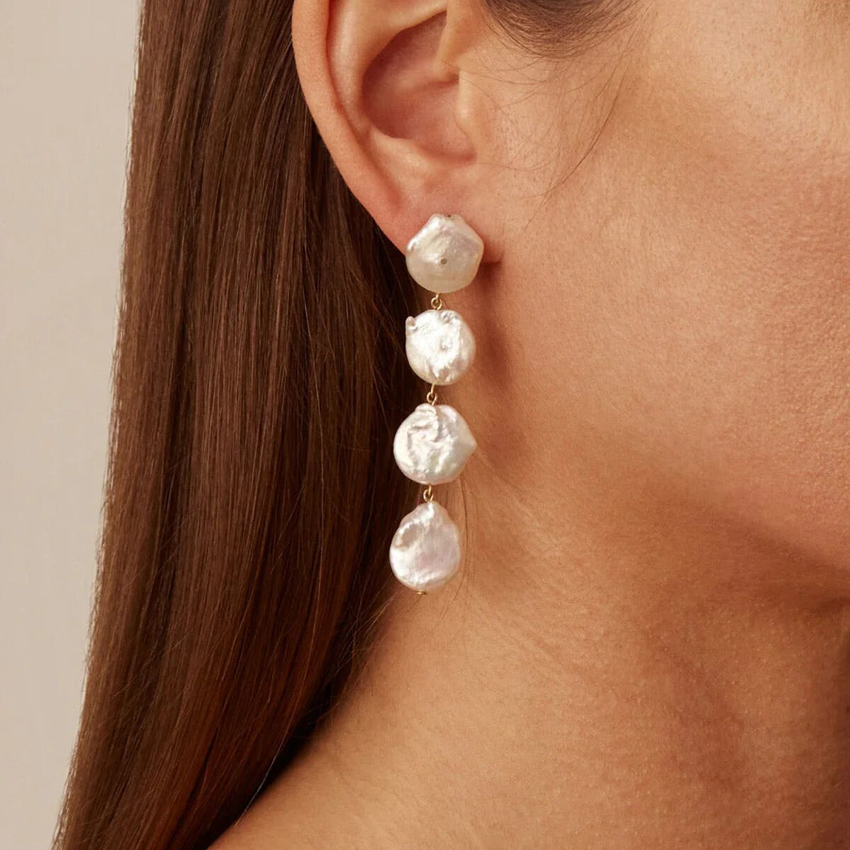 1 pair classic series elegant beads stainless steel  gold plated artificial pearl women Beads Earrings h5 Picture4
