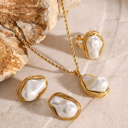 1 piece classic series elegant geometric stainless steel gold plated shell women pendant necklaces