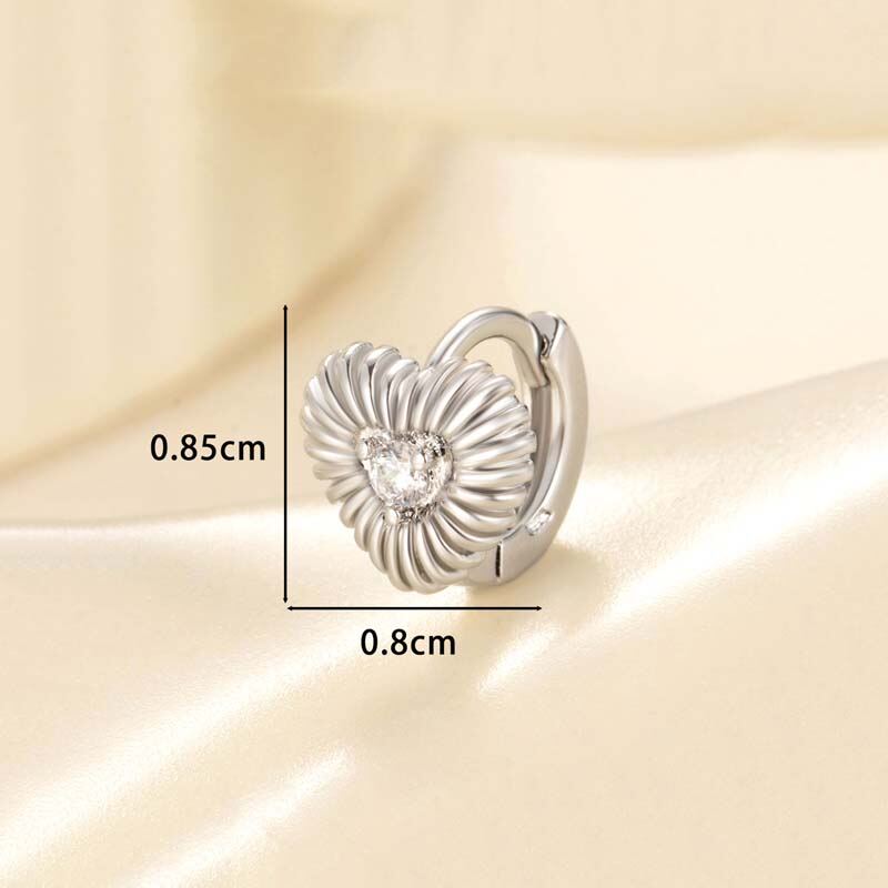 1 pezzo di orecchini a cerchio da donna con cuore semplice in rame senza placcatura e zircone Immagine4