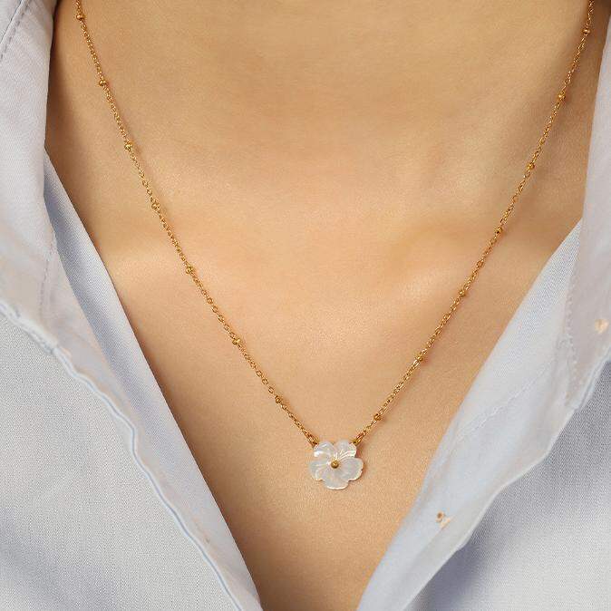 1 Stück Klassische Serie Elegante Blume Titan Stahl Gold Farbe frauen Anhänger Halsketten Bild9