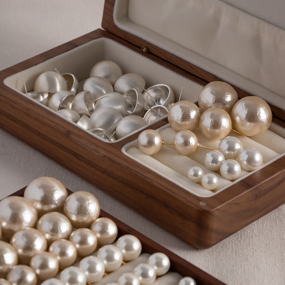  retro brushed ball earrings niche design high-end earrings for women  new popular pearl earrings 2