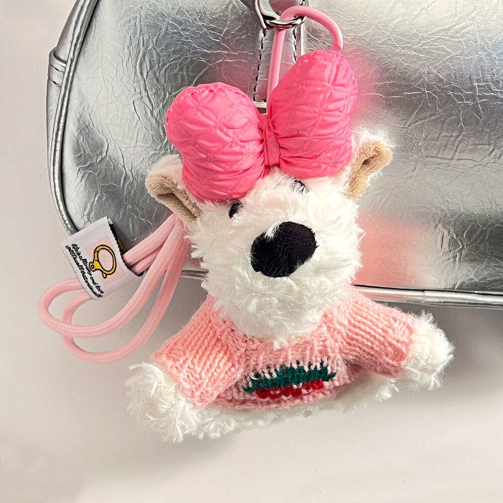 1 Piece Vivid Series Sweet Bowknot Puppy With Sweather Rayon Women's Bag Charms Picture3