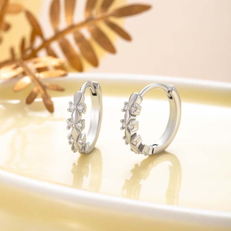 1 Piece Sophisticated Series Lustrous Rhombus Copper Zircon Women's Hoop Earrings