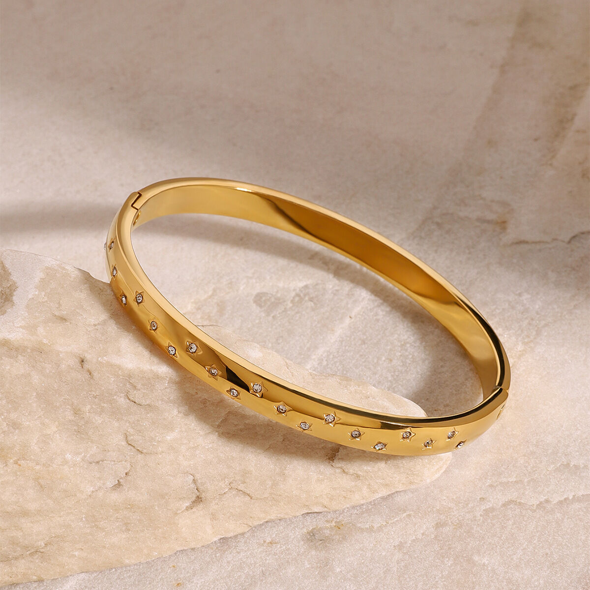 1 Piece Romantic Series Little Star All-match Stainless Steel Waterproof Gold Color Women's Bangles 2