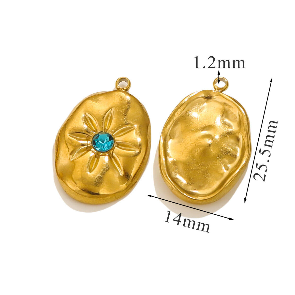 1 pezzo semplice serie elegante sole in acciaio inossidabile impermeabile ellittico color oro pendenti da donna 2