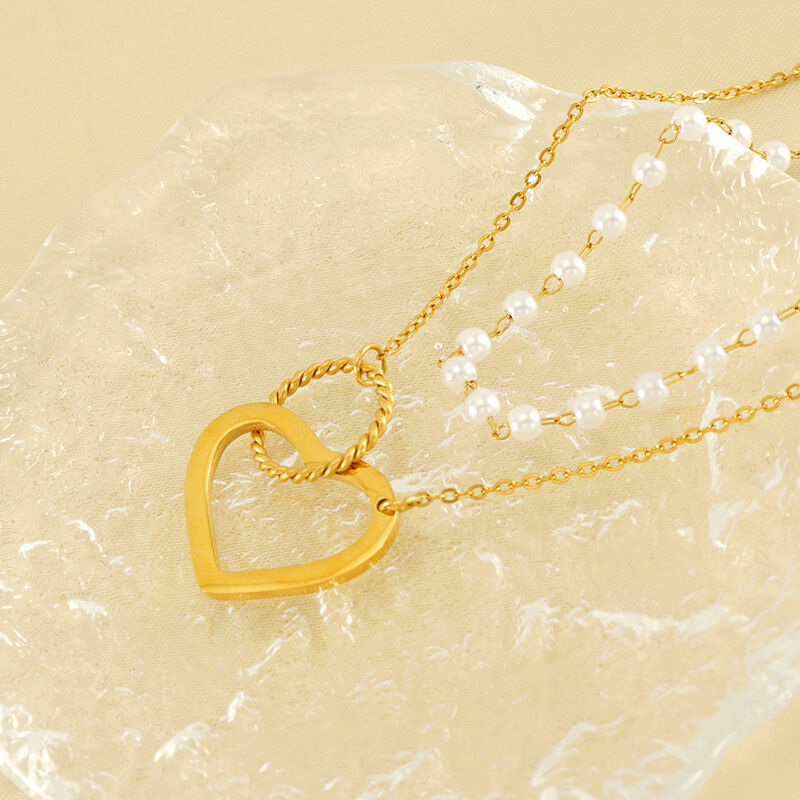 1 Piece Simple Series Love Annular Stainless Gold Color Women's Pendant Necklace 2