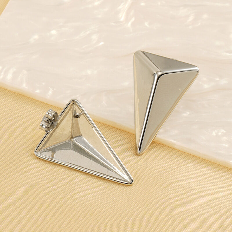 1 pair simple series simple titanium steel  gold plated women stud earrings h5 Picture4