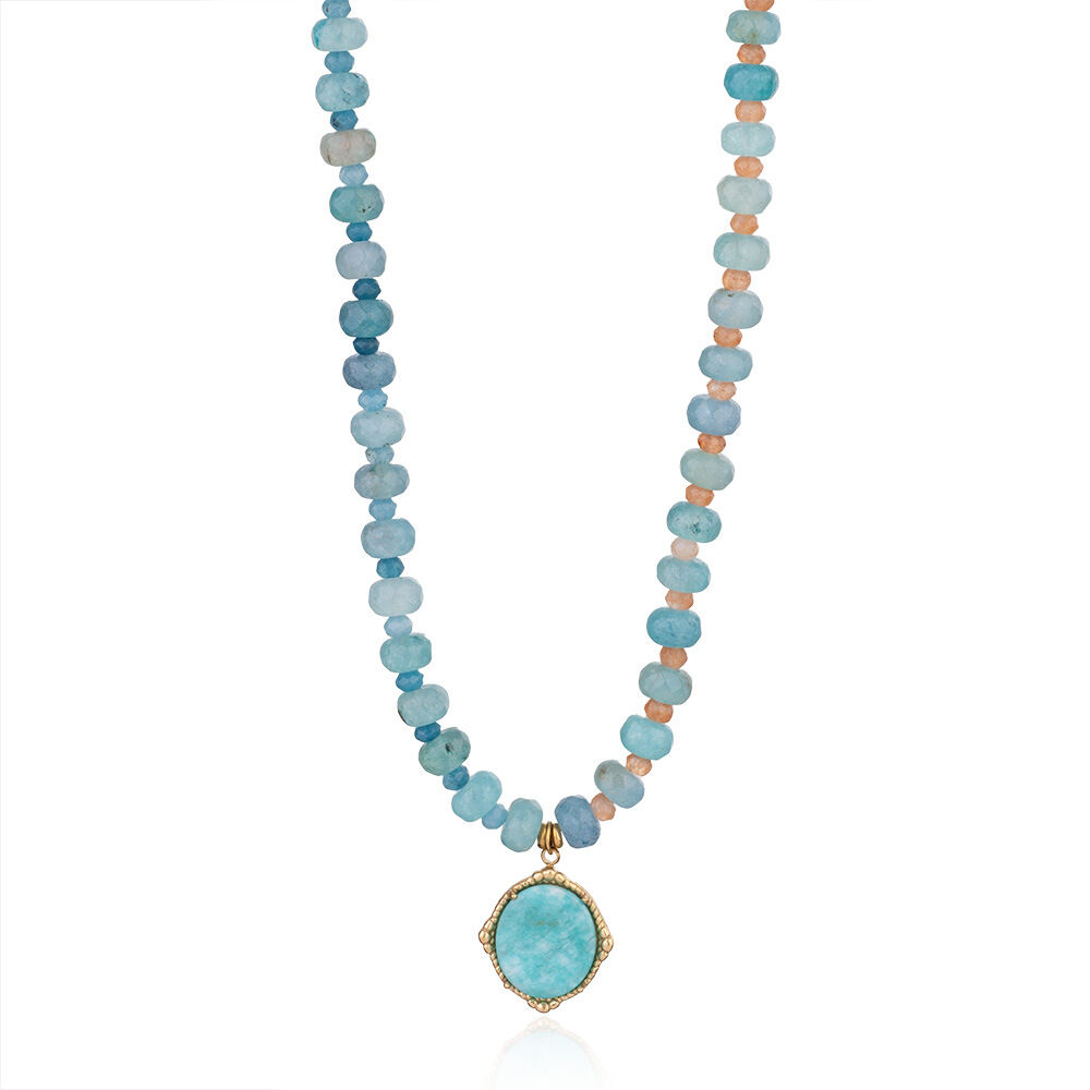1 Piece Gorgeous Series Elegant Moon Stainless Steel Waterproof Gold Color Natural Stone Women's Pendant Necklaces Picture10