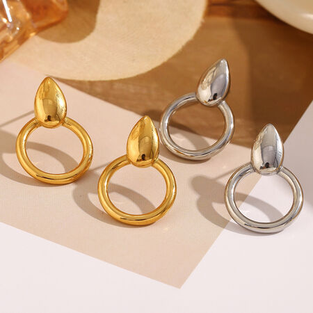 1 Pair Simple Series Classic Geometric Stainless Steel Waterproof Gold Color Women's Drop Earrings