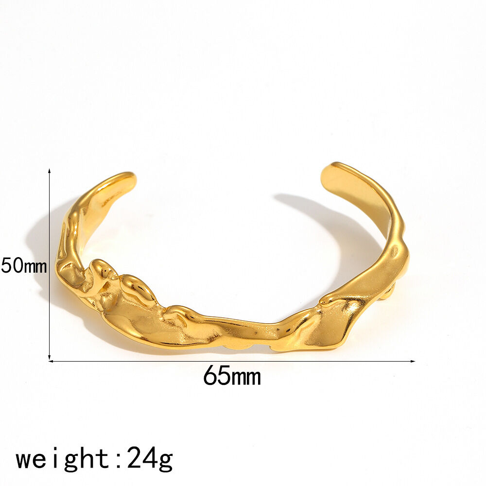 1 pezzo semplice serie stile di lusso leggero anello in acciaio inossidabile placcato oro  braccialetti da donna Immagine6