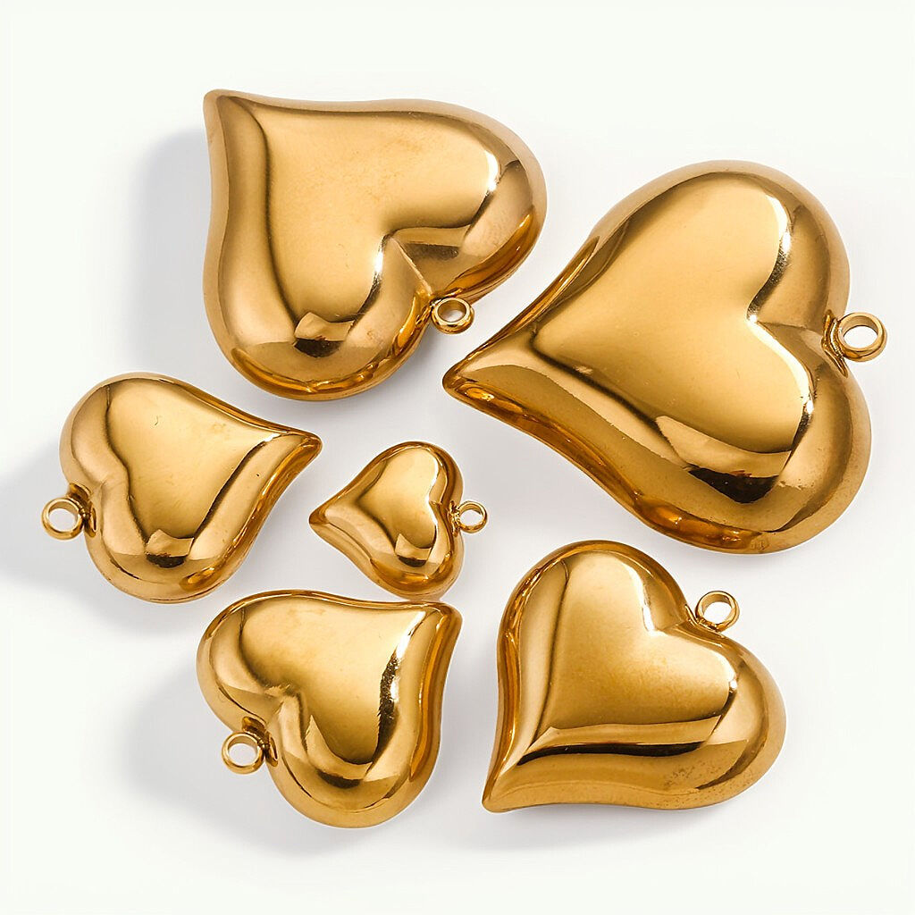 1 Piece Romantic Series Sweet Heart Stainless Steel Waterproof Gold Color Women's Pendants