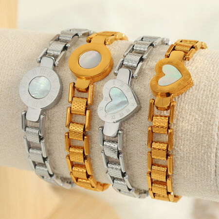 1 piece simple series retro heart stainless steel gold plated shell women charm bracelets 2