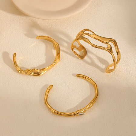 1 piece simple series light luxury style ring stainless steel gold plated women bangles 2