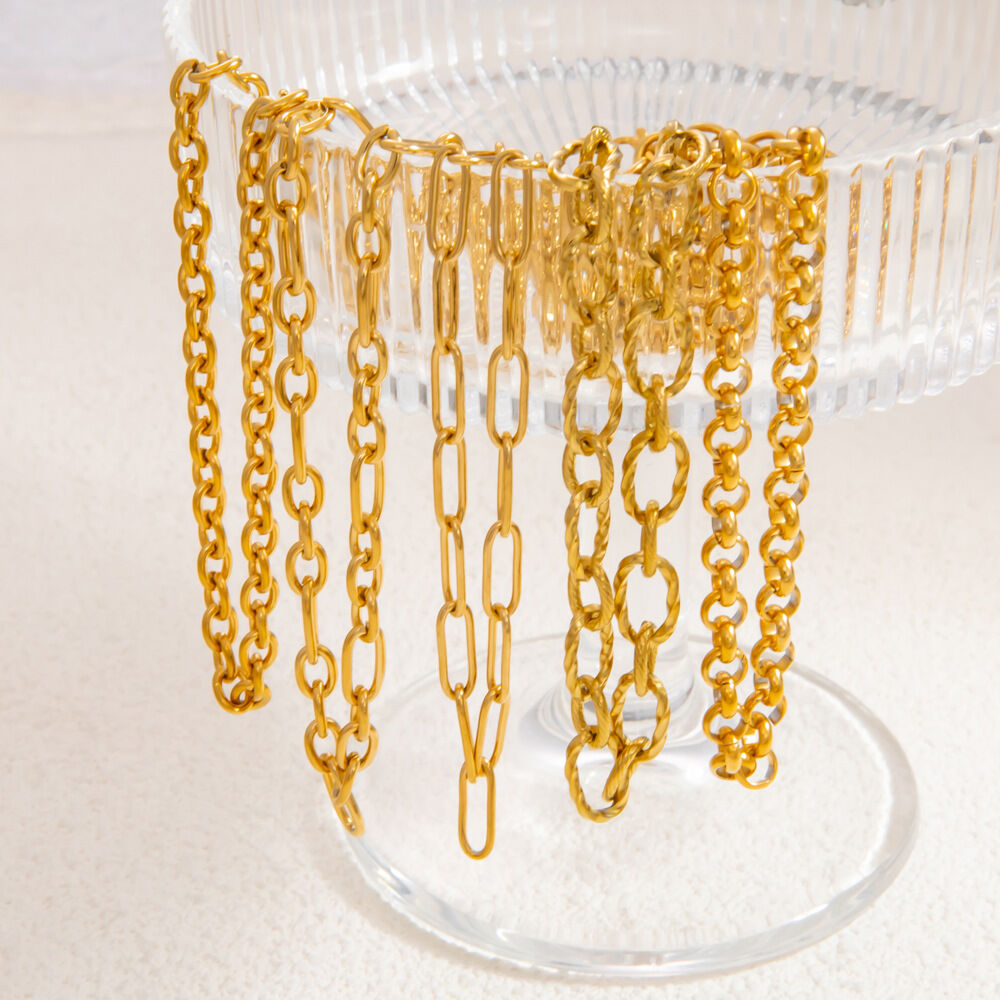 1 Piece Simple Series Daily Stainless Steel Waterproof Gold Color DIY Women's Chain Necklaces h5 Picture4