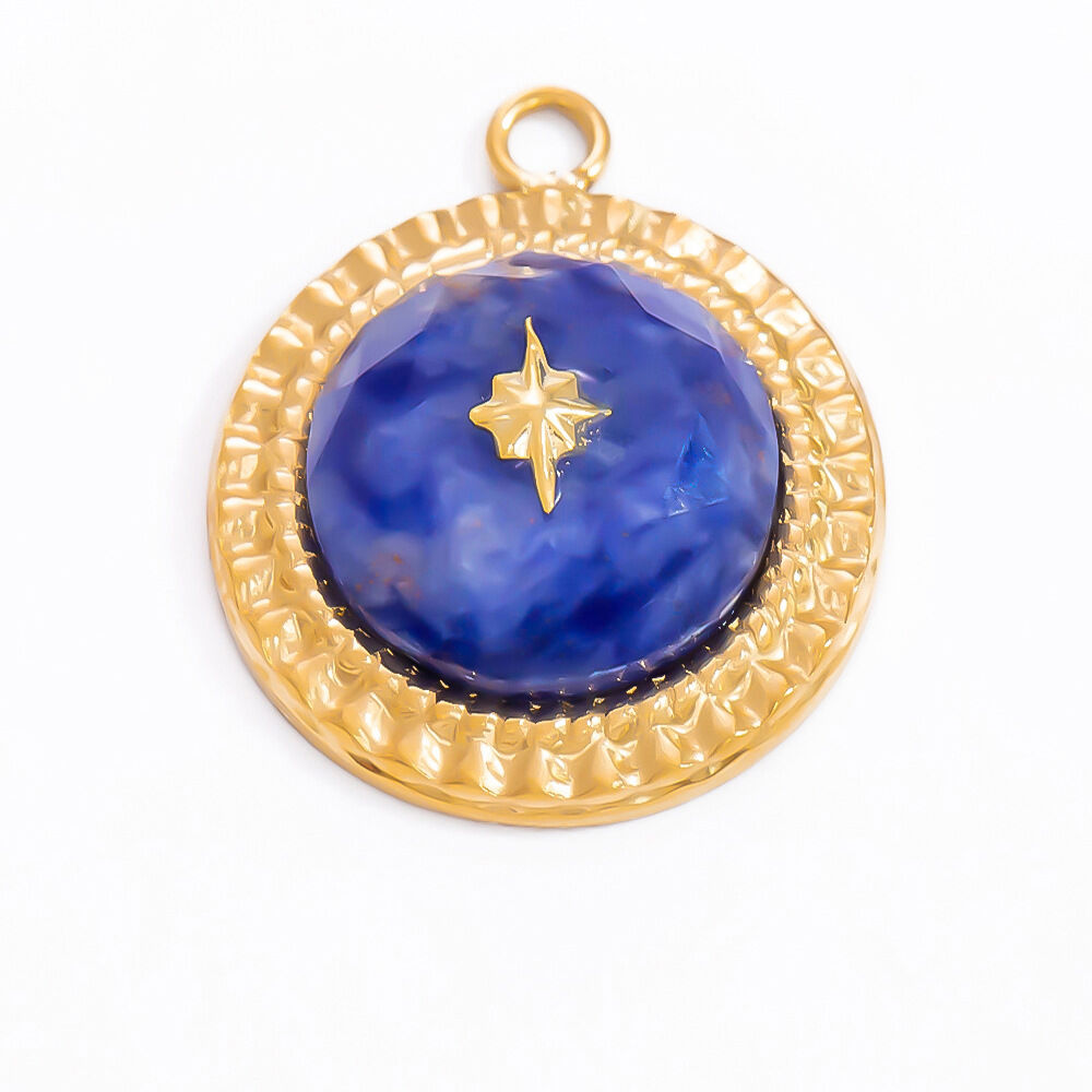 1 Piece Bohemian Series Retro Star Chromatic Natural Stone Stainless Steel Waterproof Gold Color Women's Pendants Picture7