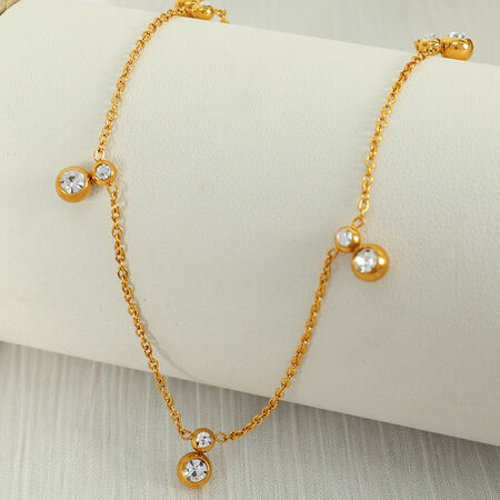 1 Stück Simple Series Einfache geometrische Edelstahl 18 Karat vergoldet Strass Damen Anhänger Halsketten