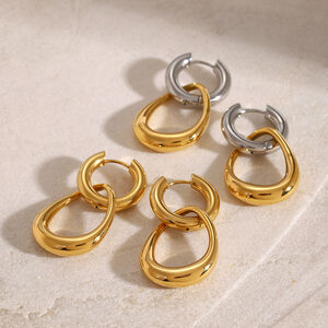 1 pair simple series simple geometric stainless steel gold plated women drop earrings h5 Picture3