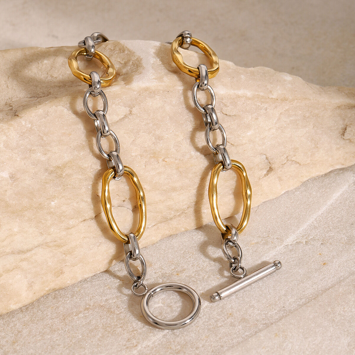 1 piece simple series simple annular stainless steel  gold plated women chain bracelets Picture4