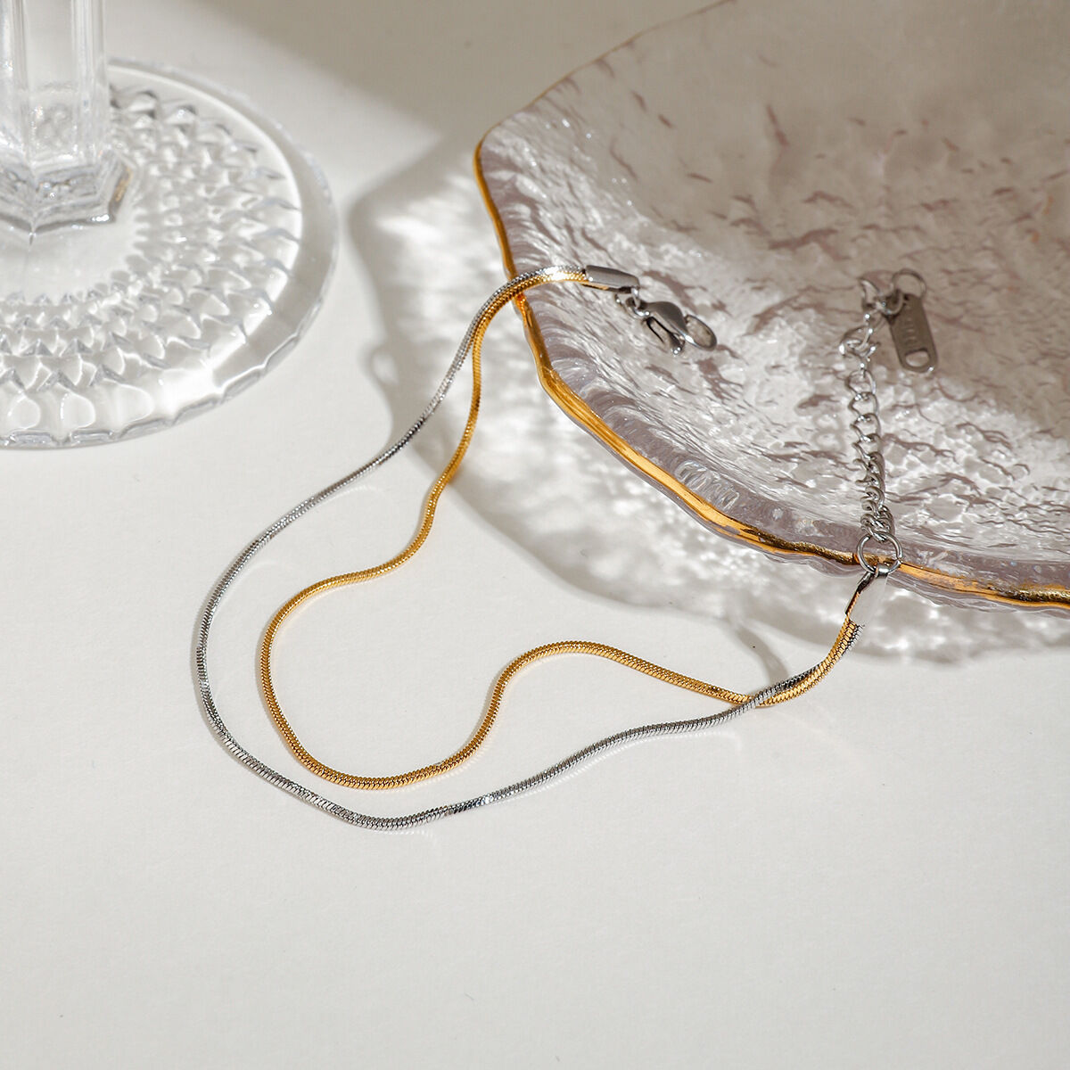 1 Stück Armband aus der Simple Series, zarte Linien, wasserdicht, aus Edelstahl, gold- und silberfarben Bild5