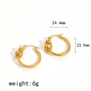 1 Paar elegante, knotenförmige, wasserfeste Ohrstecker aus Edelstahl in Goldfarbe für Damen. h5 Bild6