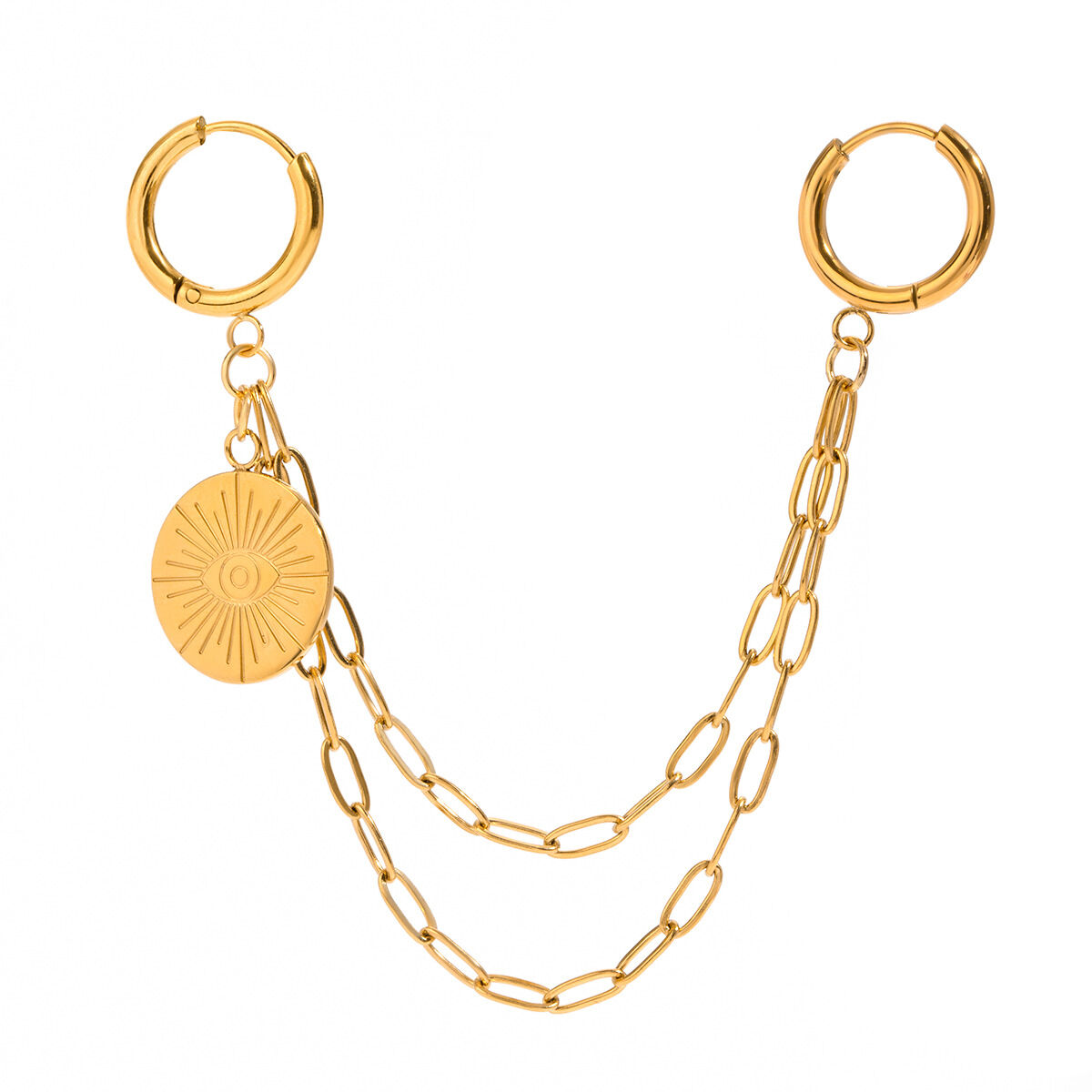 1 pair simple series retro eye stainless steel  gold plated women pendants Picture6