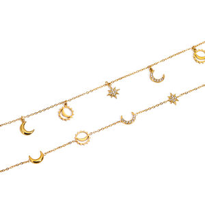 1 Stück goldfarbenes, wasserdichtes Edelstahl-Armband mit Mond- und Sternmotiv für Damen h5 Bild6