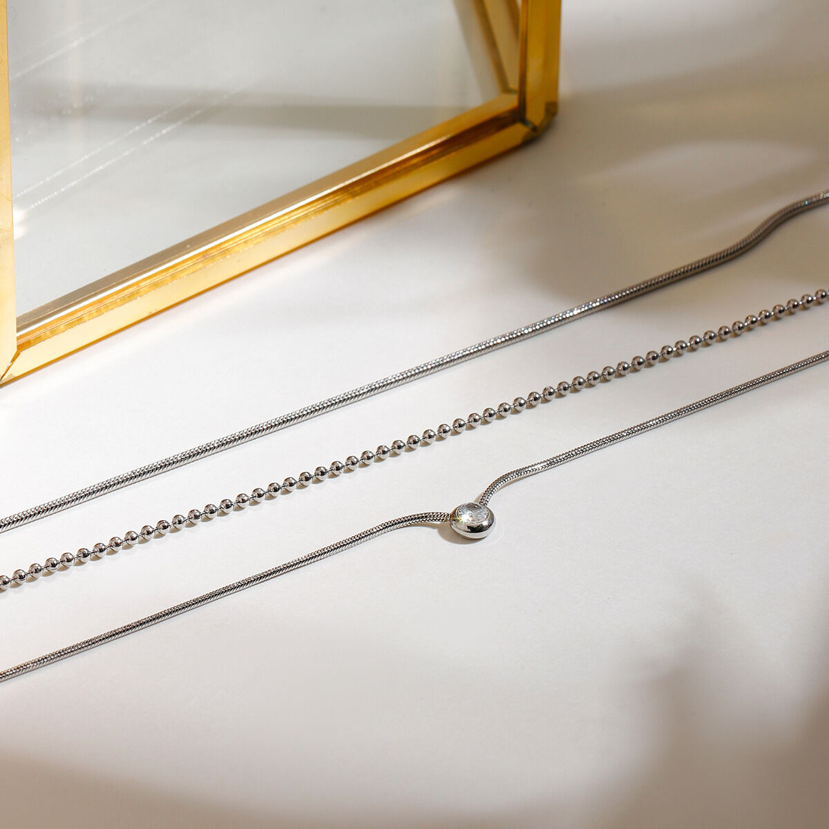 1 Piece Simple Series Chain Stainless Steel Waterproof Women's Layered Necklaces Picture3