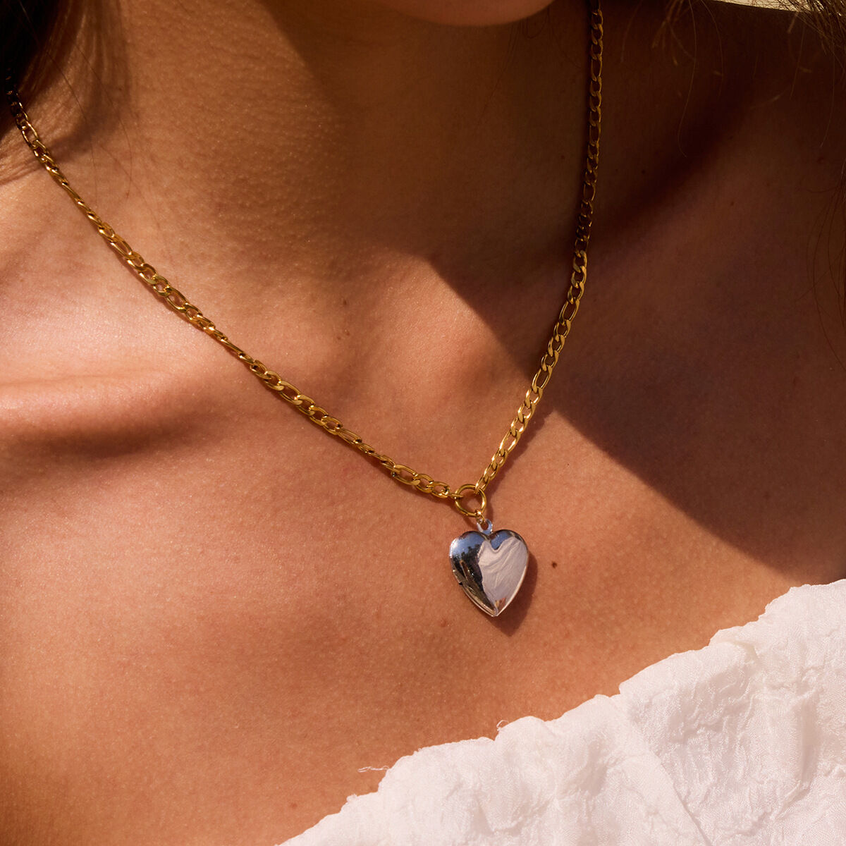 Simple Heart Stainless Steel Waterproof Mixed Color Pendant Necklaces 2