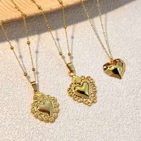 Heart Stainless Steel Waterproof Gold Color Pendant Necklaces
