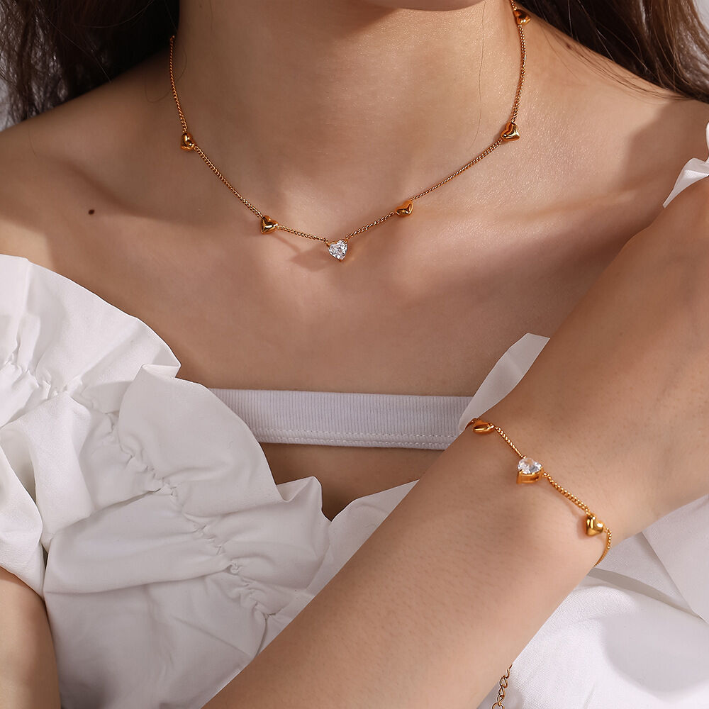 1 Piece Heart Stainless Steel Gold Color Chain Necklace h5Picture4