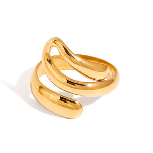 Stainless Steel Waterproof Gold Color Minimalist Rings h5