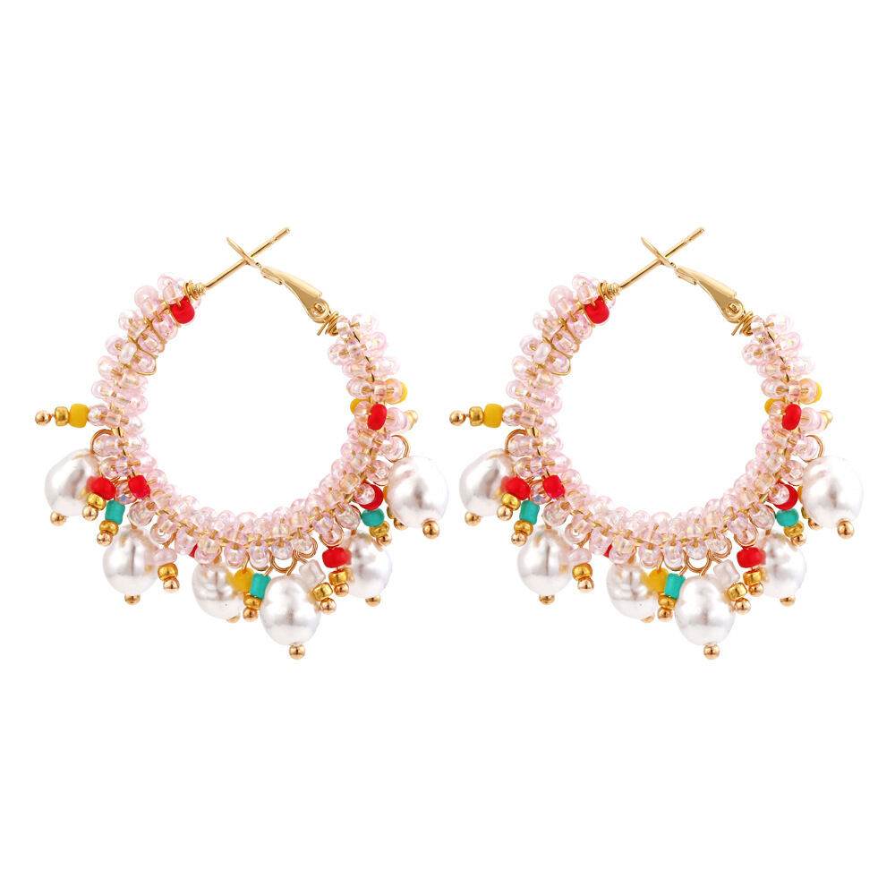 1 Pair Elegant Bead Twisted Pearl Beads Earrings