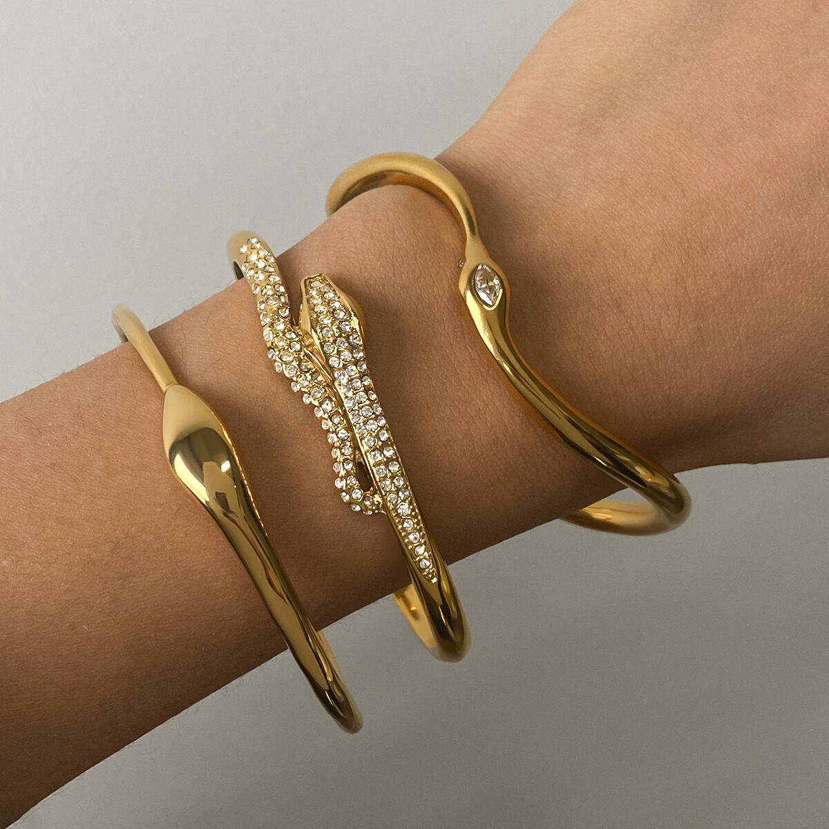 1 stuk retro roestvrijstalen waterdichte gouden armband in slangvorm voor dames 2