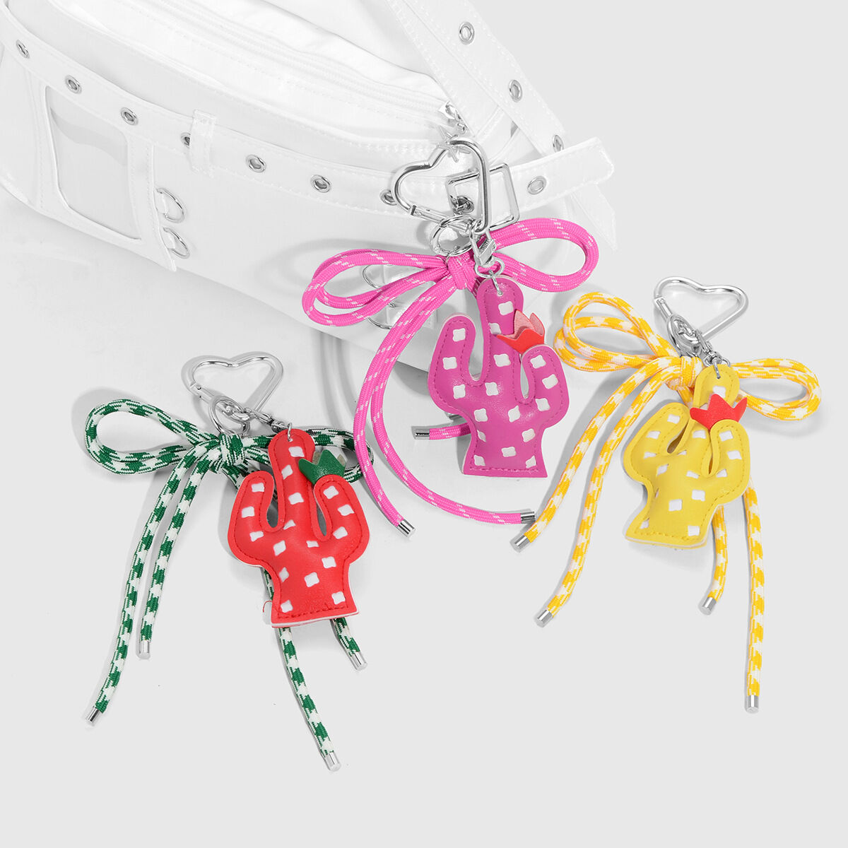 Cute Cactus Bow Knot Bag Charms
