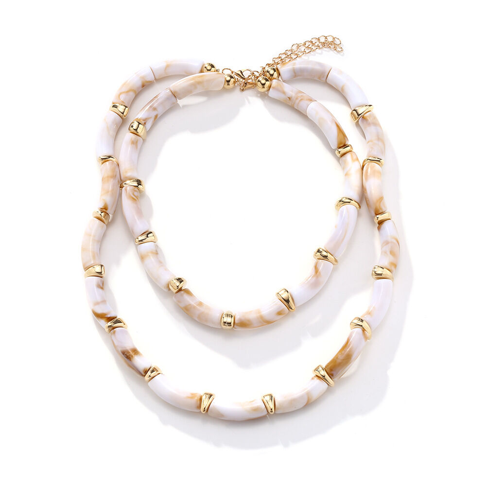 1 Piece Exaggerated Textured Beaded Stacking Layered Necklace