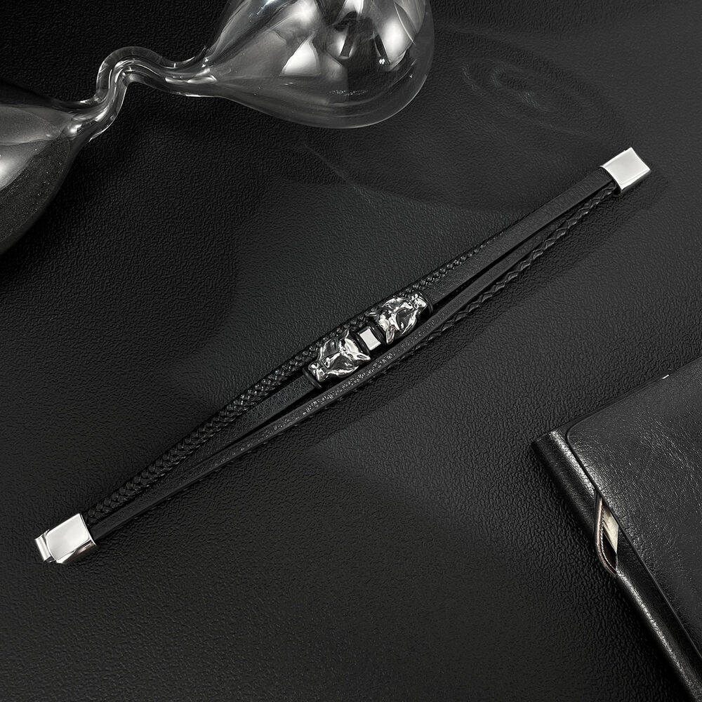 Braccialetti da uomo in pelle di leopardo, 1 pezzo h5Immagine2