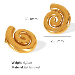 Vortex Stainless Steel Gold Color Earrings Set h5 Picture2
