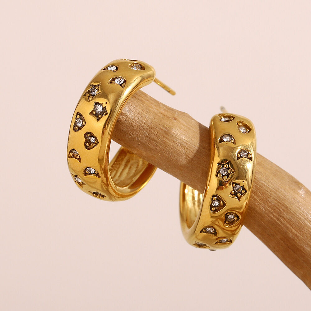Orecchini a cerchio classici in acciaio inossidabile color oro impermeabili