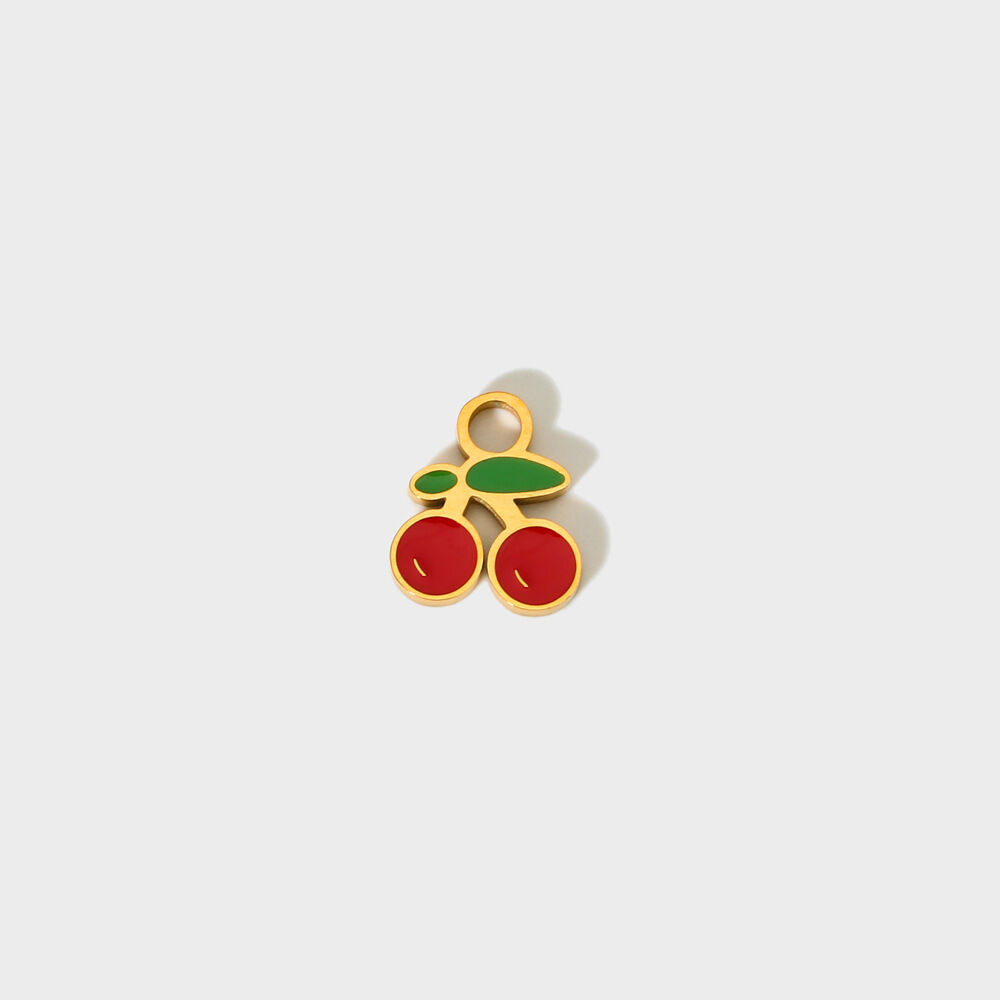 Cute Sweet Cherry DIY Gold Stainless Steel Waterproof Pendant h5 Picture2