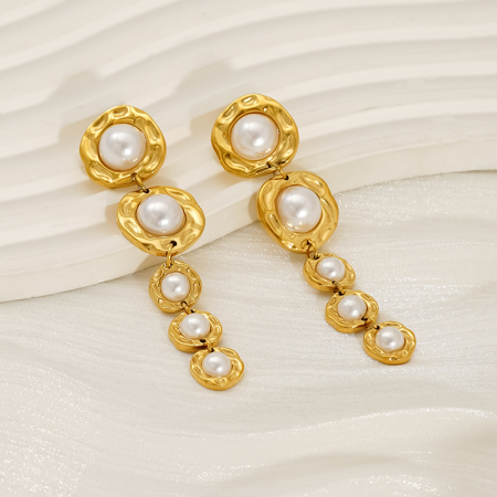 Orecchini pendenti in acciaio inossidabile color oro impermeabili