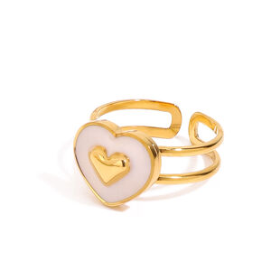 Anelli con ciondolo a forma di cuore in acciaio inossidabile color oro impermeabile h5