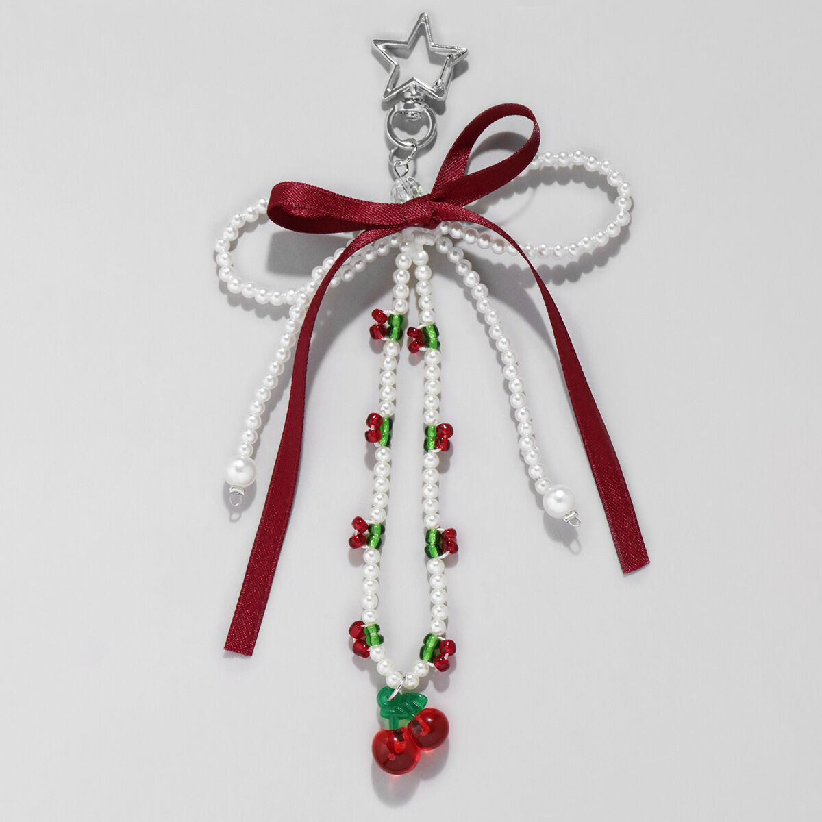 1 pezzo di ciondolo per borsa da donna in lega con fiocco dolce, serie semplice, senza placcatura, perla artificiale h5 Immagine3